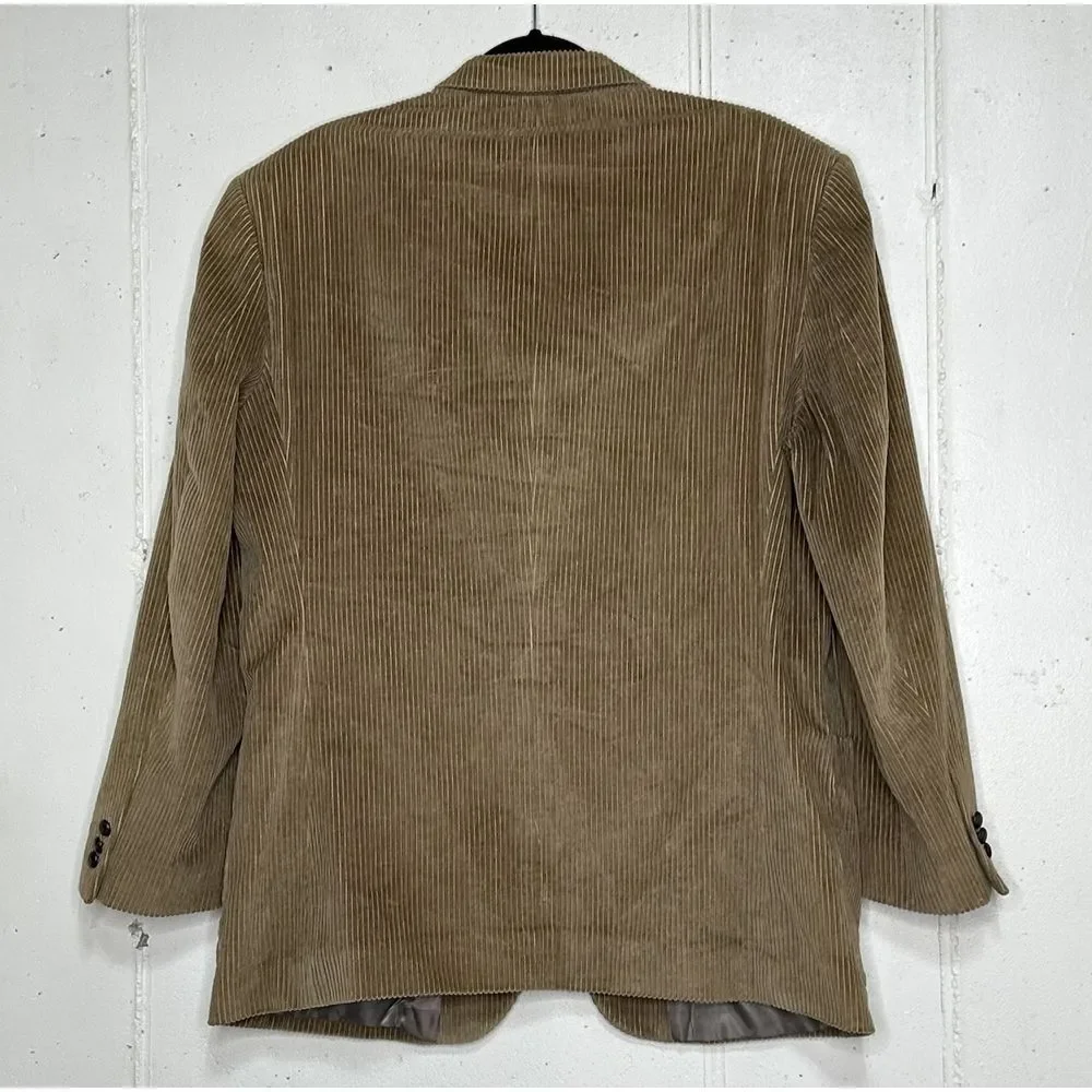 Vintage Milano Collezione Adolfo Men's 42R Tan Corduroy Blazer Sports‎ Coat